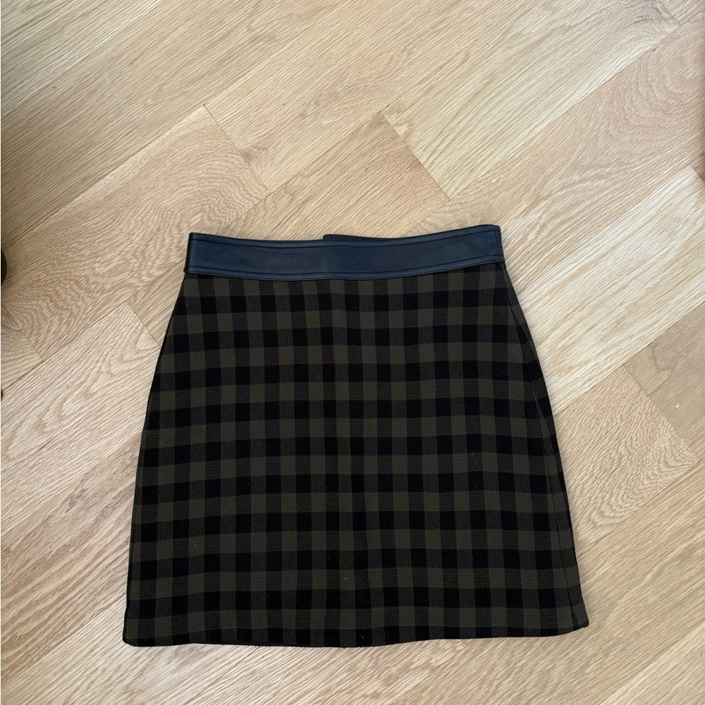A.L.C. Black and Green Mini A-Line Skirt